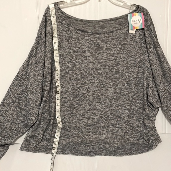 Cabana by Crown & Ivy Womens Heather Grey Top one Shoulder Dolman sleeve size XL - Picture 5 of 9